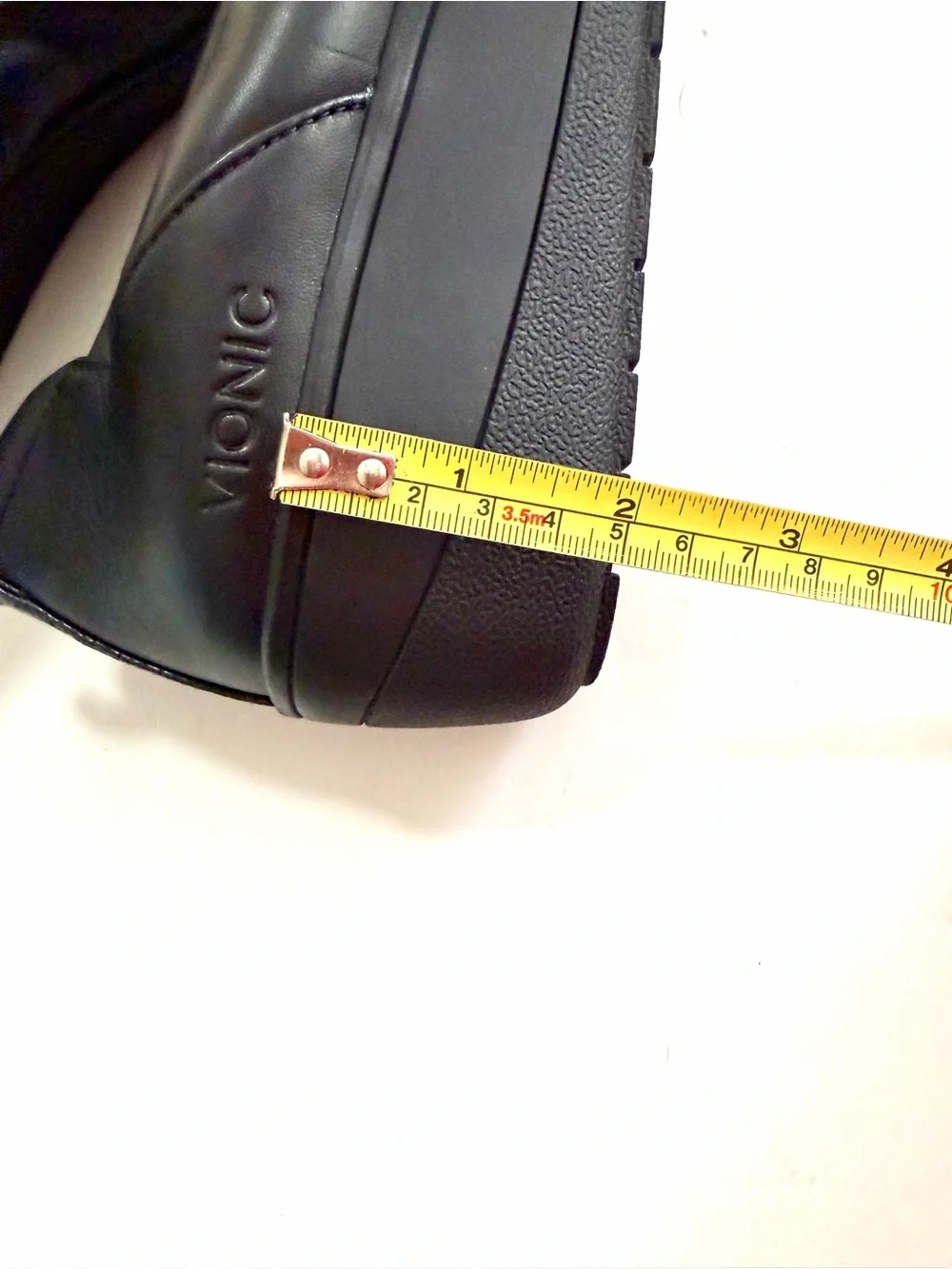 Vionic Jacey Black Leather Wedge Shoes Size 10 Slip-on Arch Support Ballet-flat